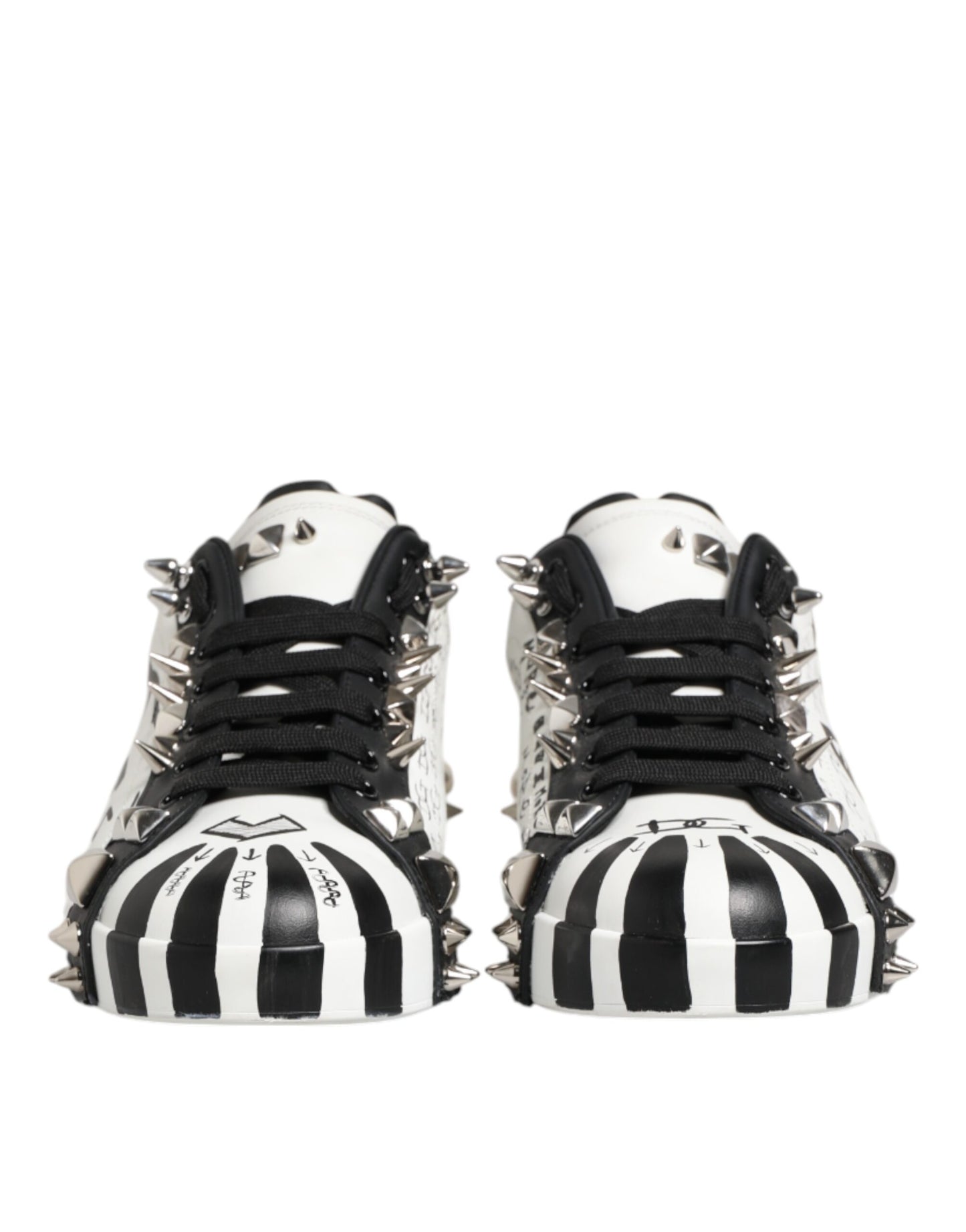 Dolce & Gabbana Zapatillas Bajas Tachonadas Blancas Negras