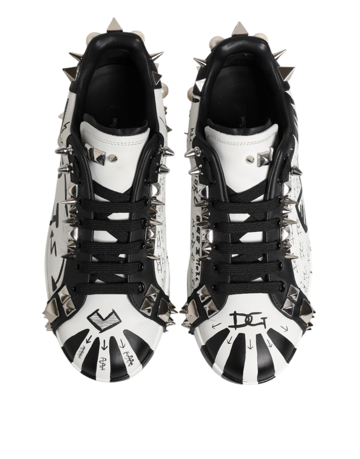 Dolce & Gabbana Zapatillas Bajas Tachonadas Blancas Negras