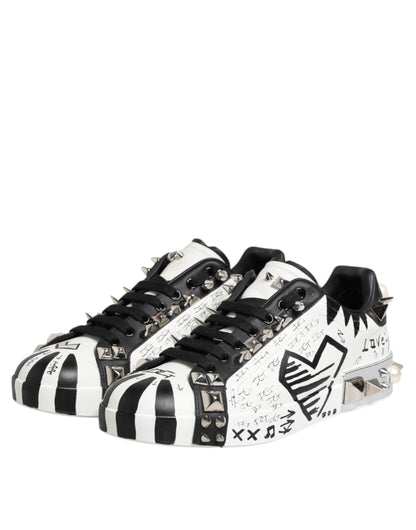 Dolce & Gabbana Zapatillas Bajas Tachonadas Blancas Negras