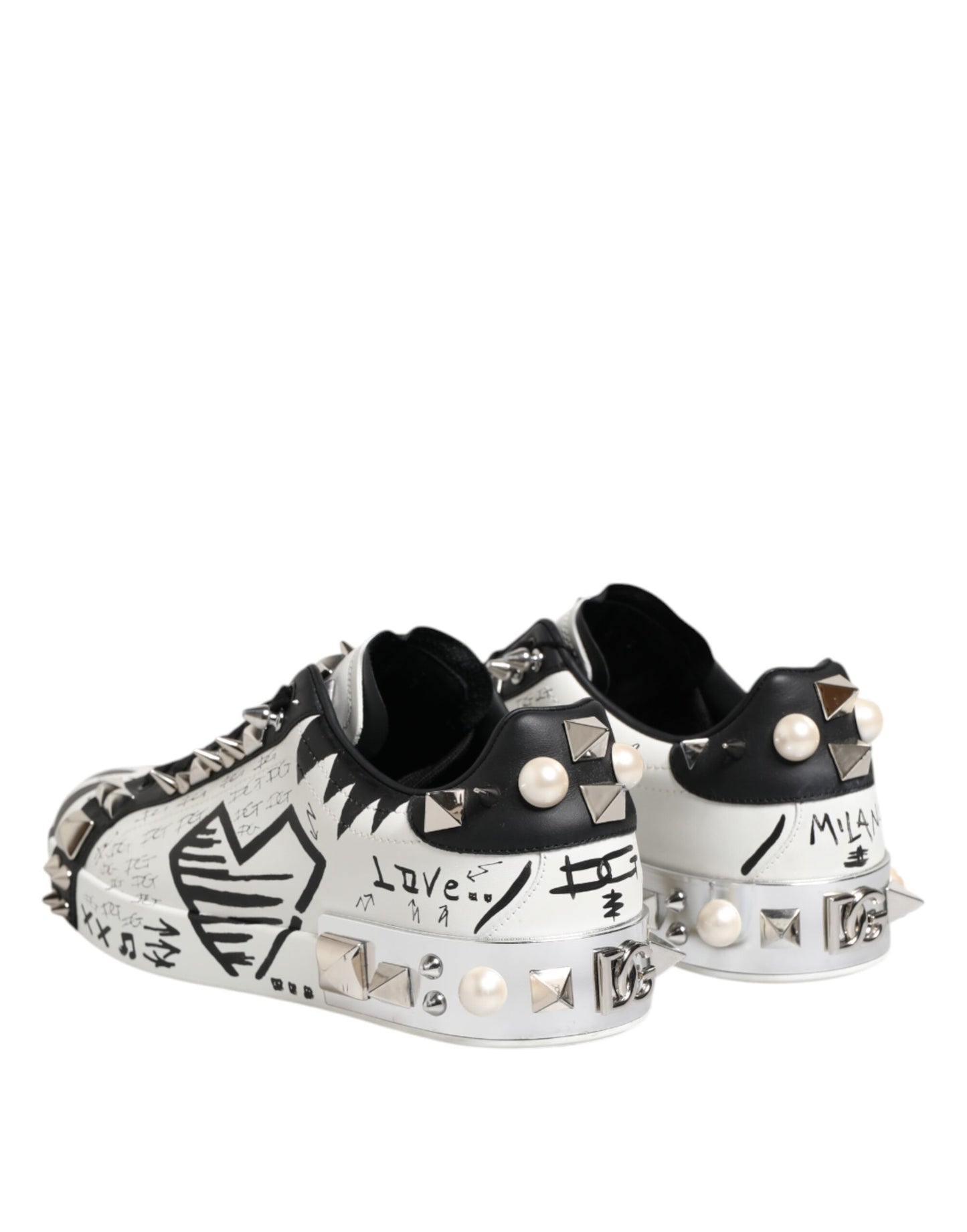 Dolce & Gabbana Zapatillas Bajas Tachonadas Blancas Negras