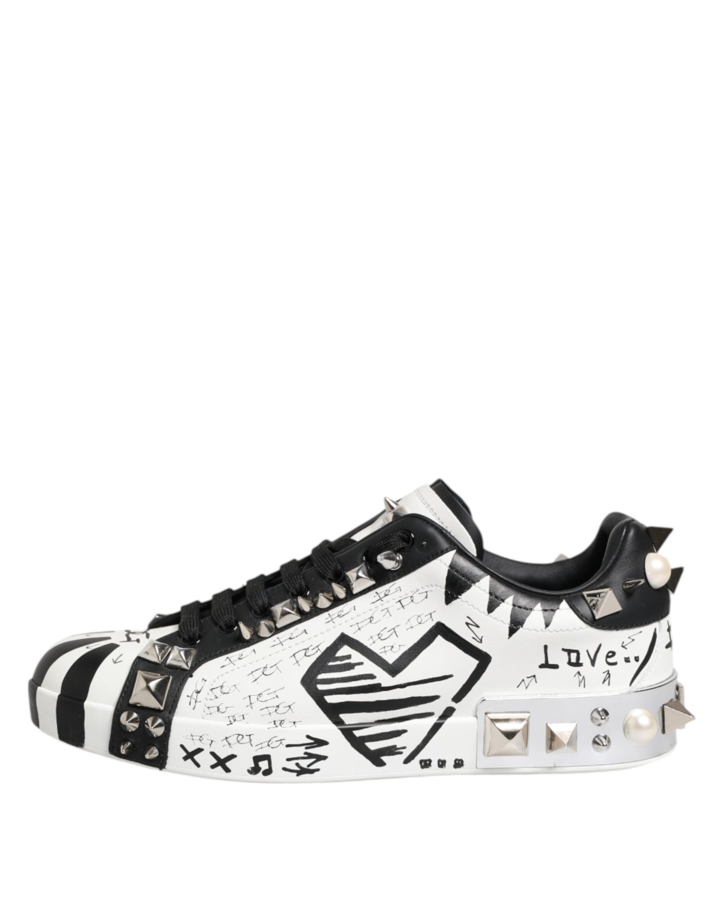Dolce & Gabbana Zapatillas Bajas Tachonadas Blancas Negras