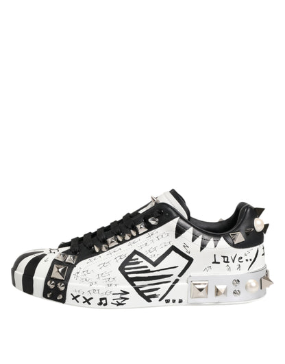Dolce & Gabbana Zapatillas Bajas Tachonadas Blancas Negras