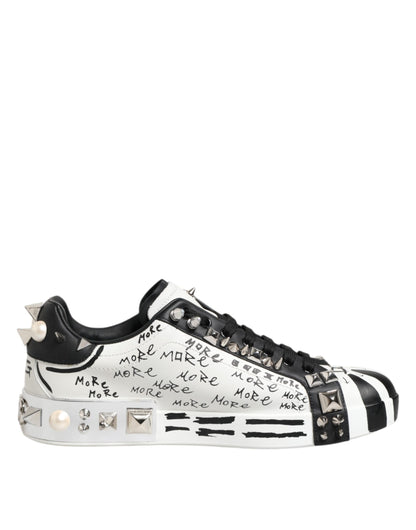 Dolce & Gabbana Zapatillas Bajas Tachonadas Blancas Negras