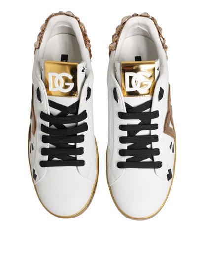 Zapatillas Dolce & Gabbana Portofino de oro blanco con cristales