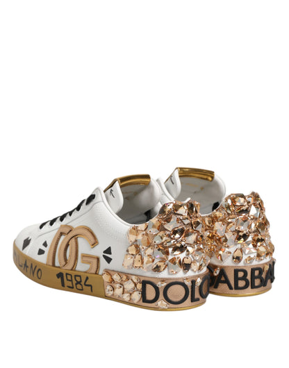 Zapatillas Dolce & Gabbana Portofino de oro blanco con cristales