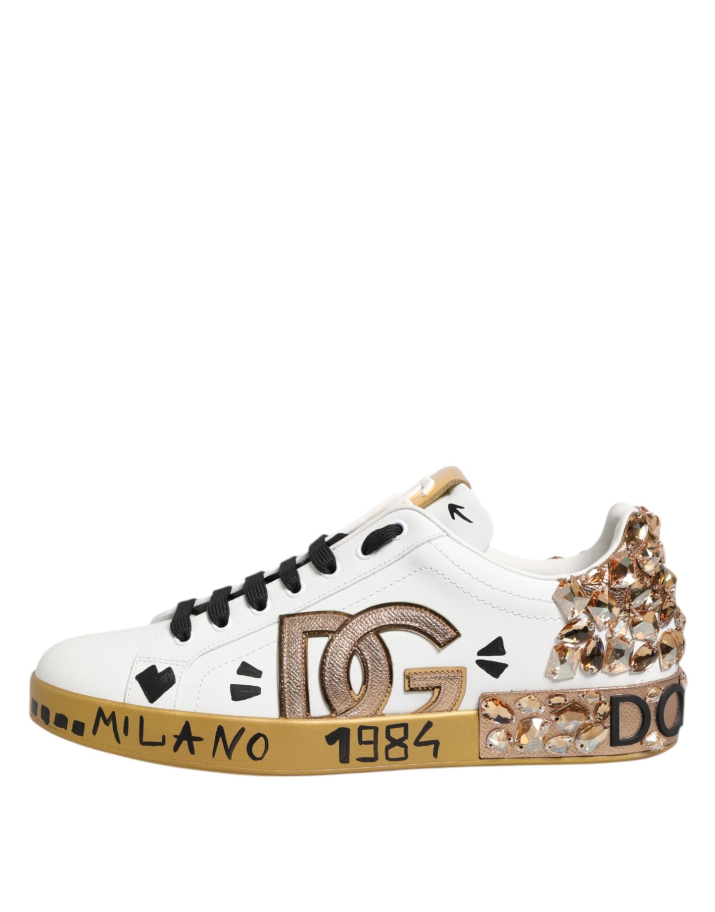 Zapatillas Dolce & Gabbana Portofino de oro blanco con cristales