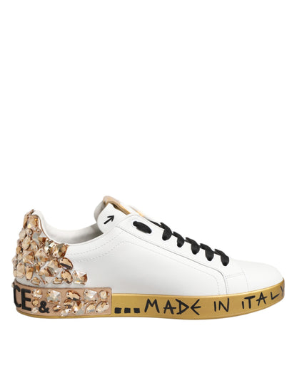 Zapatillas Dolce & Gabbana Portofino de oro blanco con cristales