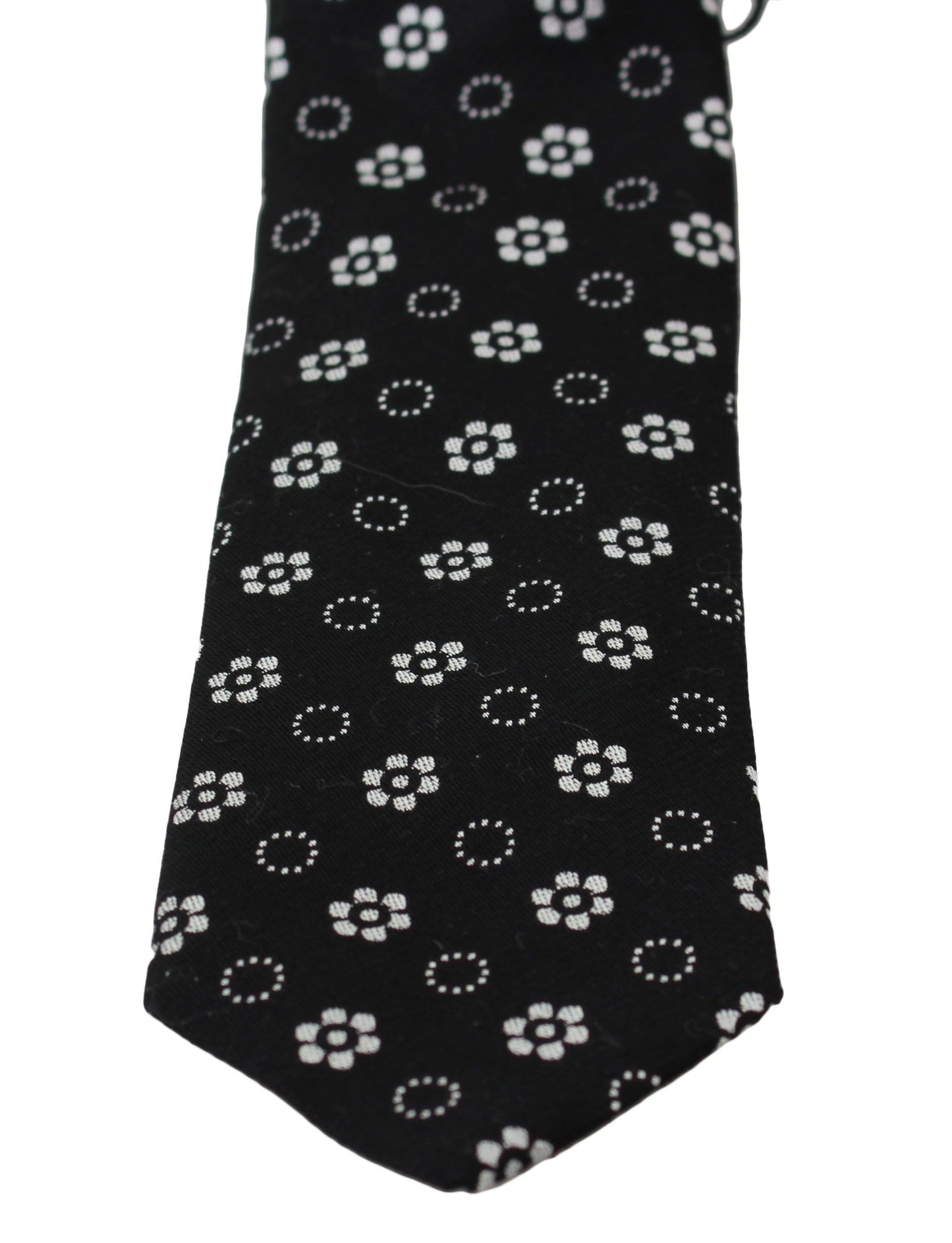 Corbata Clásica Dolce & Gabbana Negra 100% Seda Estampado Floral