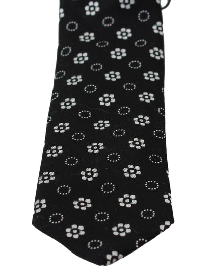 Corbata Clásica Dolce & Gabbana Negra 100% Seda Estampado Floral