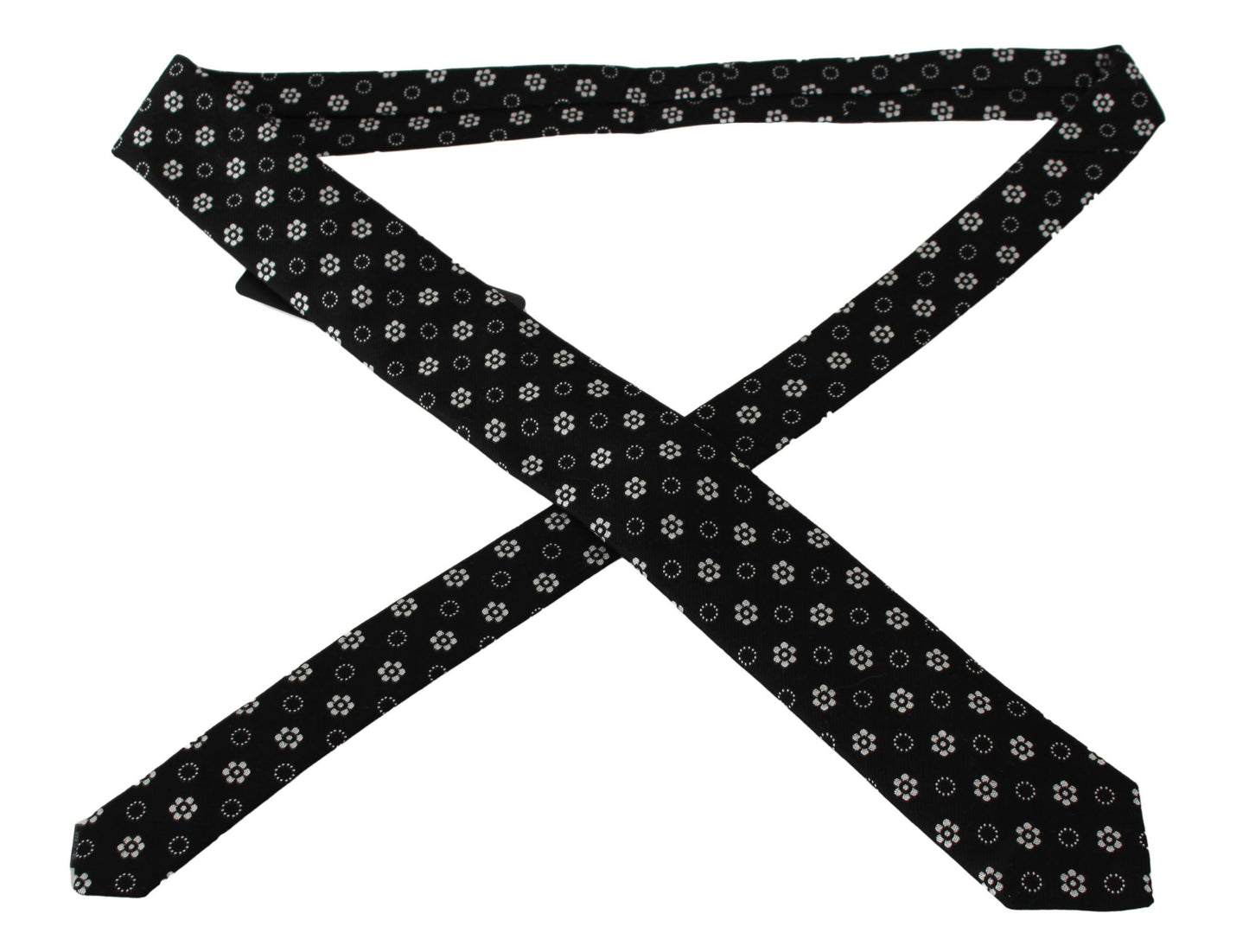 Corbata Clásica Dolce & Gabbana Negra 100% Seda Estampado Floral