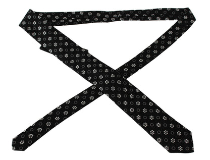 Corbata Clásica Dolce & Gabbana Negra 100% Seda Estampado Floral