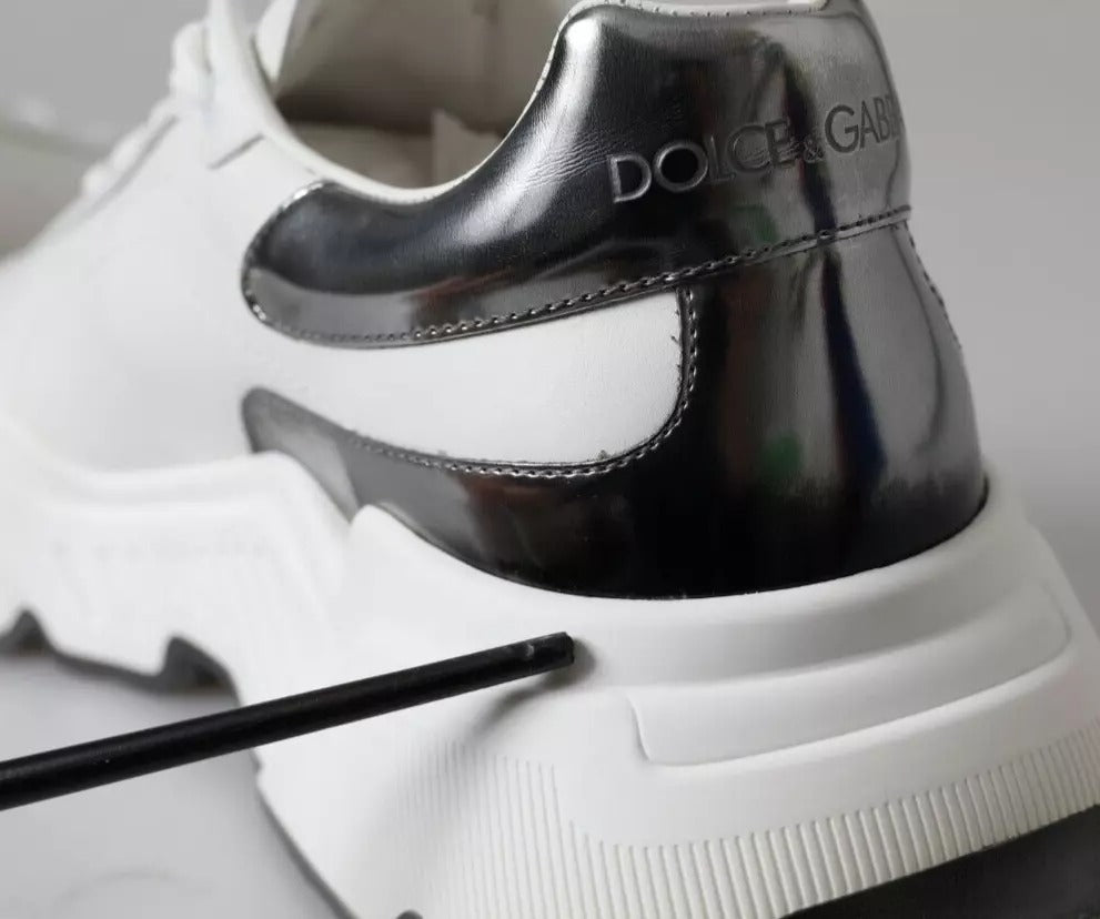 Zapatillas deportivas DAYMASTER Dolce & Gabbana de piel blancas y plateadas