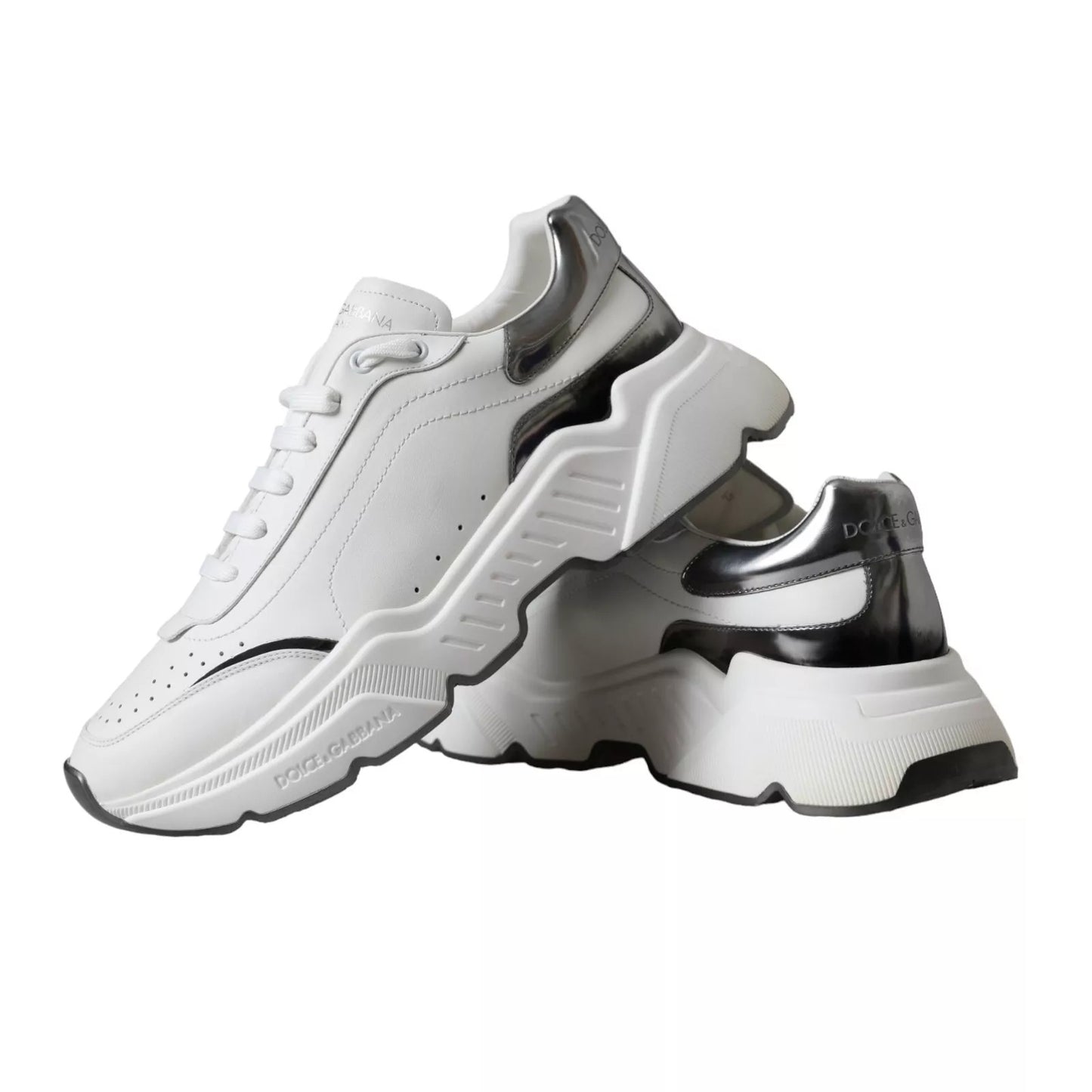 Zapatillas deportivas DAYMASTER Dolce & Gabbana de piel blancas y plateadas