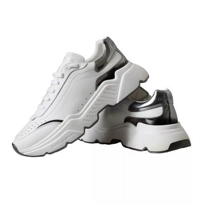 Zapatillas deportivas DAYMASTER Dolce & Gabbana de piel blancas y plateadas
