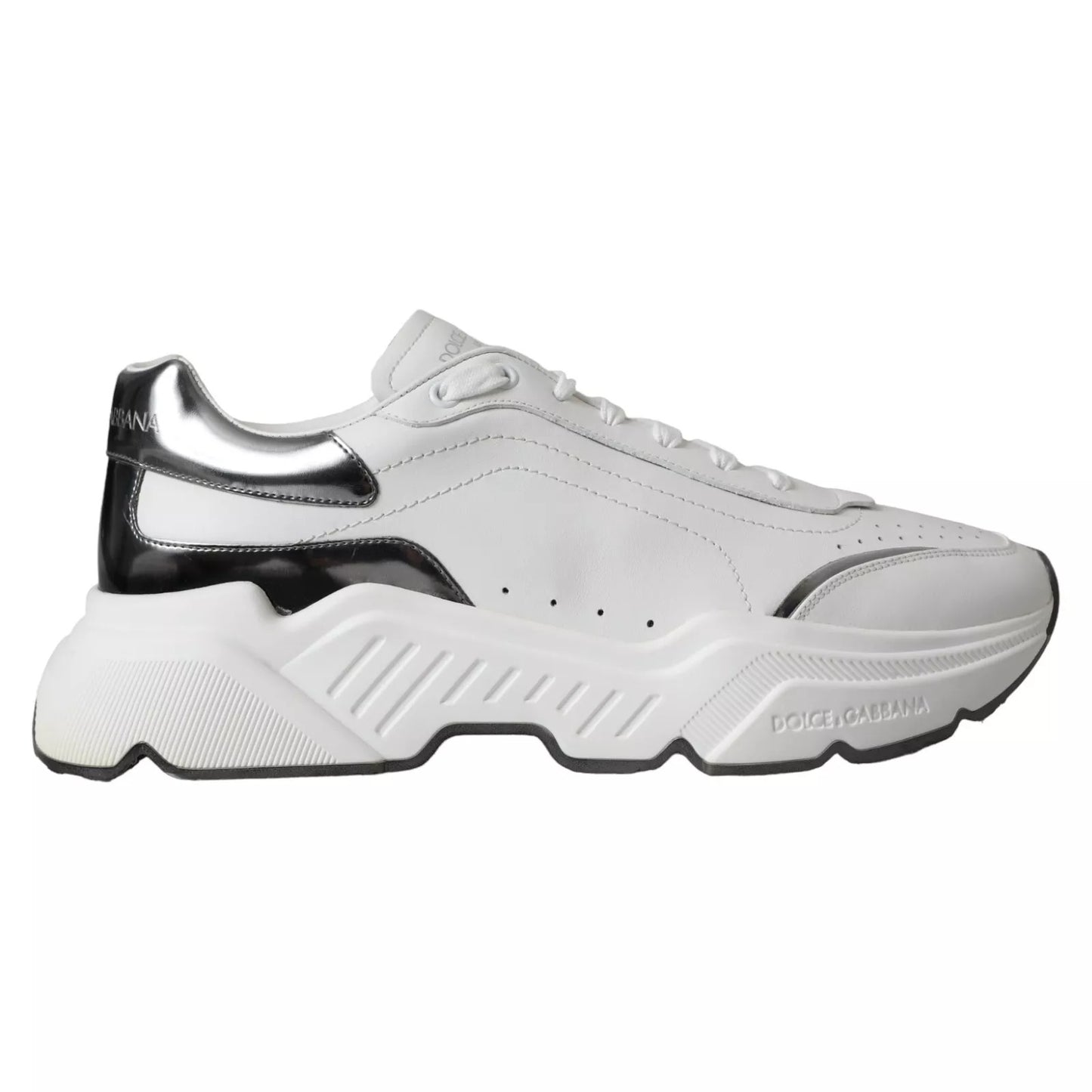 Zapatillas deportivas DAYMASTER Dolce & Gabbana de piel blancas y plateadas