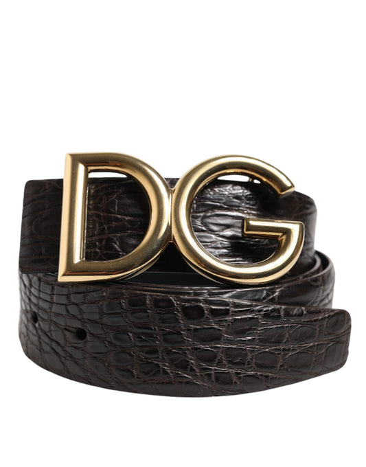 Cinturón con hebilla con logo DG de Dolce & Gabbana en piel exótica negra