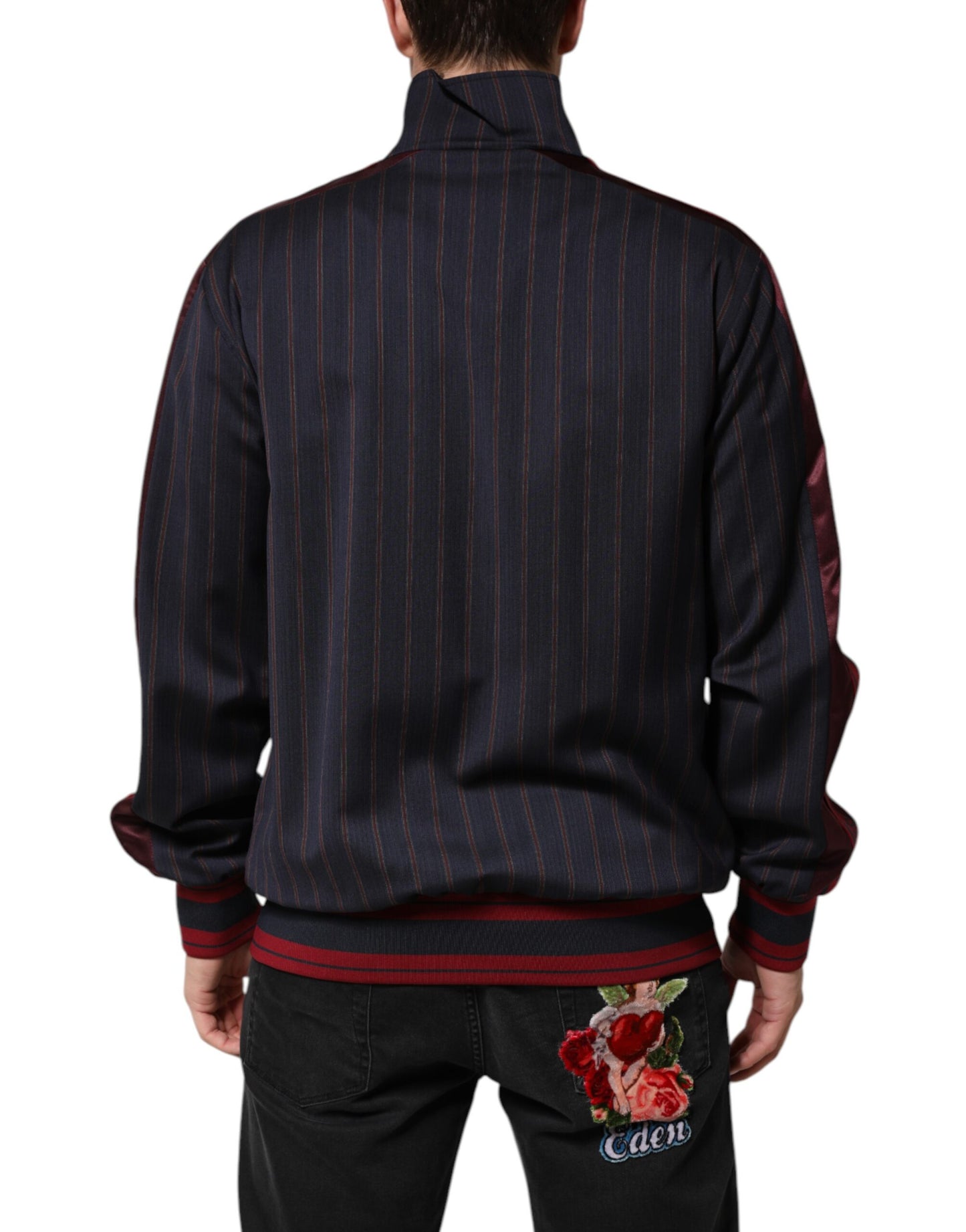 Chaqueta Dolce & Gabbana con cremallera completa, logotipo y rayas azules y rojas