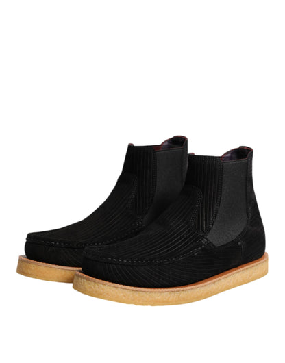 Botines de ante de becerro negros sin cordones Dolce & Gabbana