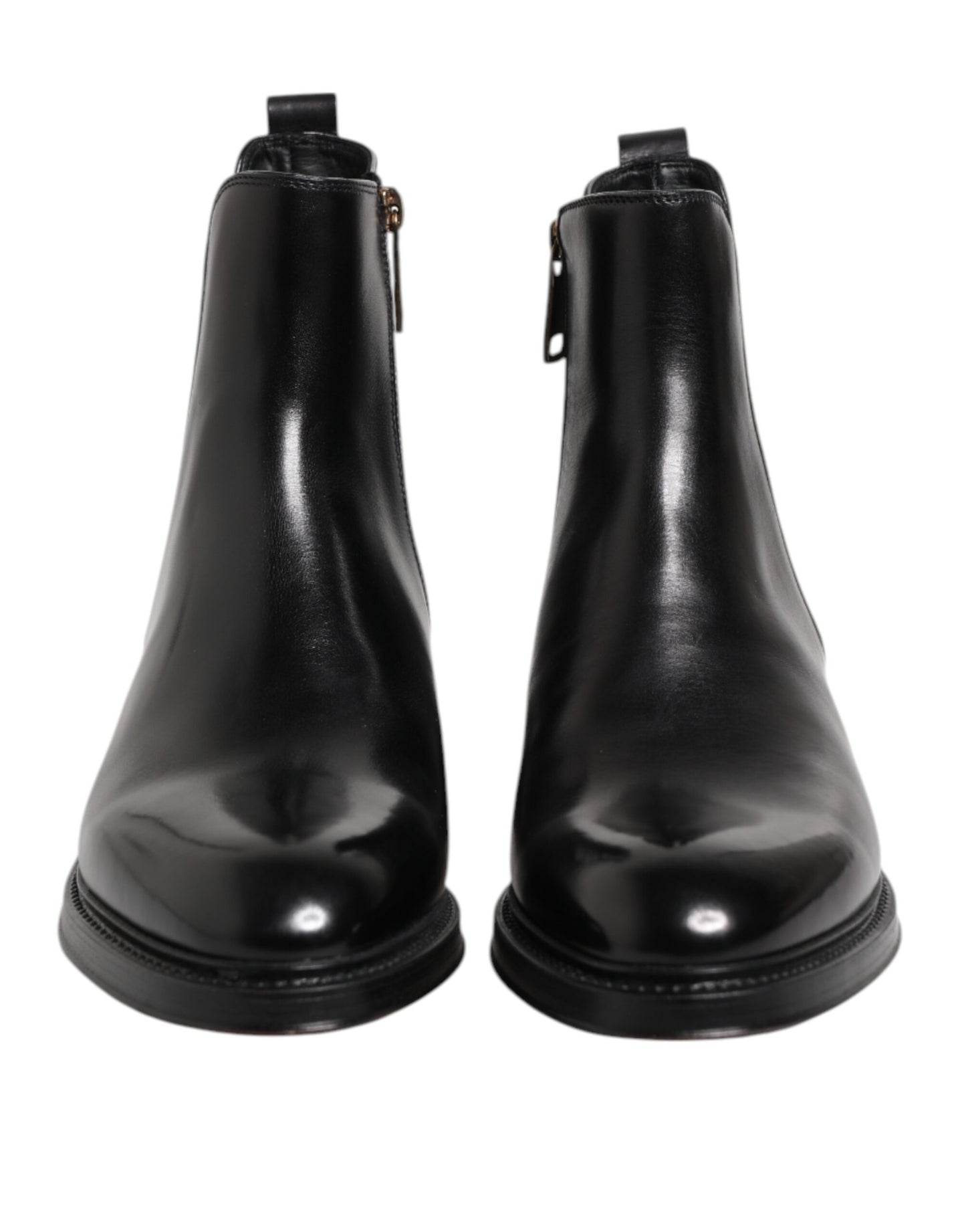Botas Botines de Cuero Chelsea Negros a Media Pantorrilla Dolce & Gabbana