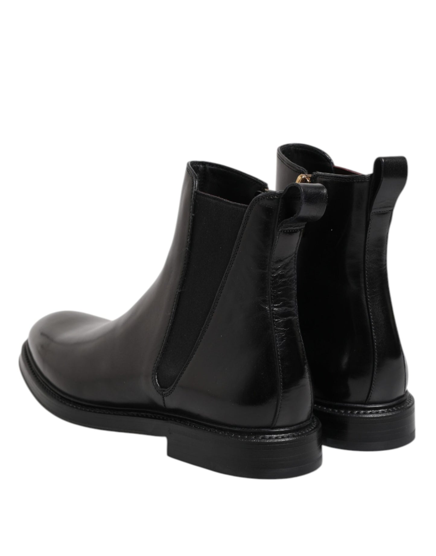 Botas Botines de Cuero Chelsea Negros a Media Pantorrilla Dolce & Gabbana