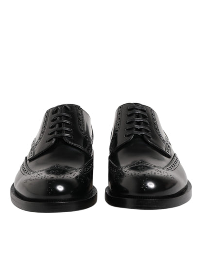 Zapatos formales Derby Wingtip de piel negra Dolce & Gabbana