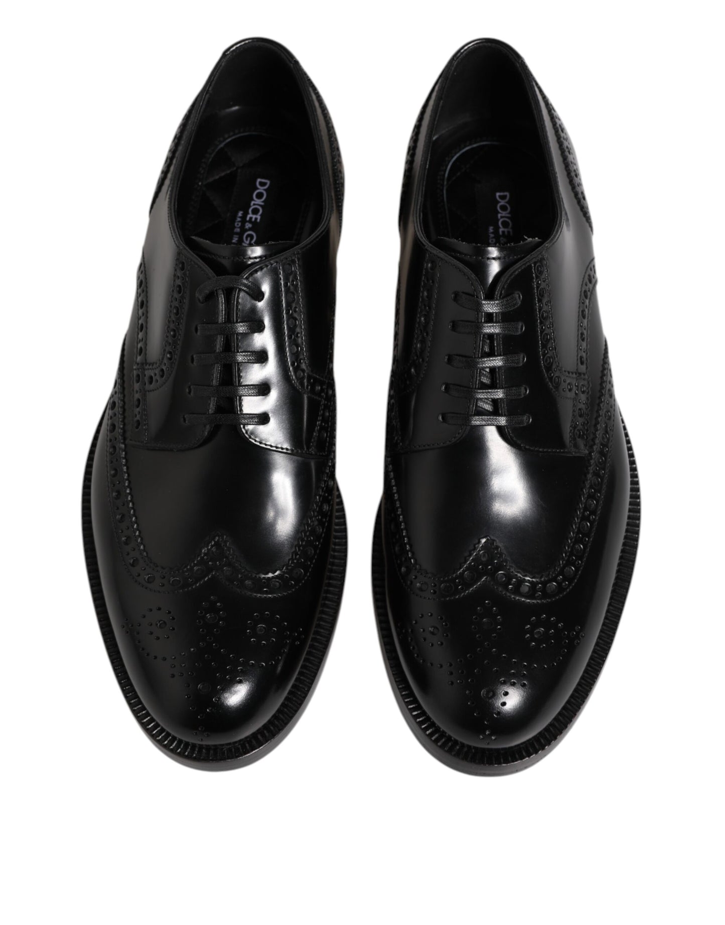 Zapatos formales Derby Wingtip de piel negra Dolce & Gabbana