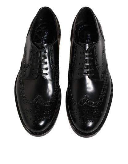 Zapatos formales Derby Wingtip de piel negra Dolce & Gabbana