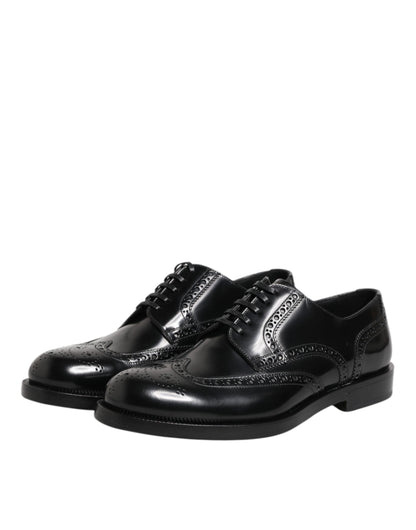 Zapatos formales Derby Wingtip de piel negra Dolce & Gabbana