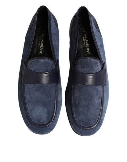 Zapatos mocasines de cuero de gamuza azul Dolce & Gabbana