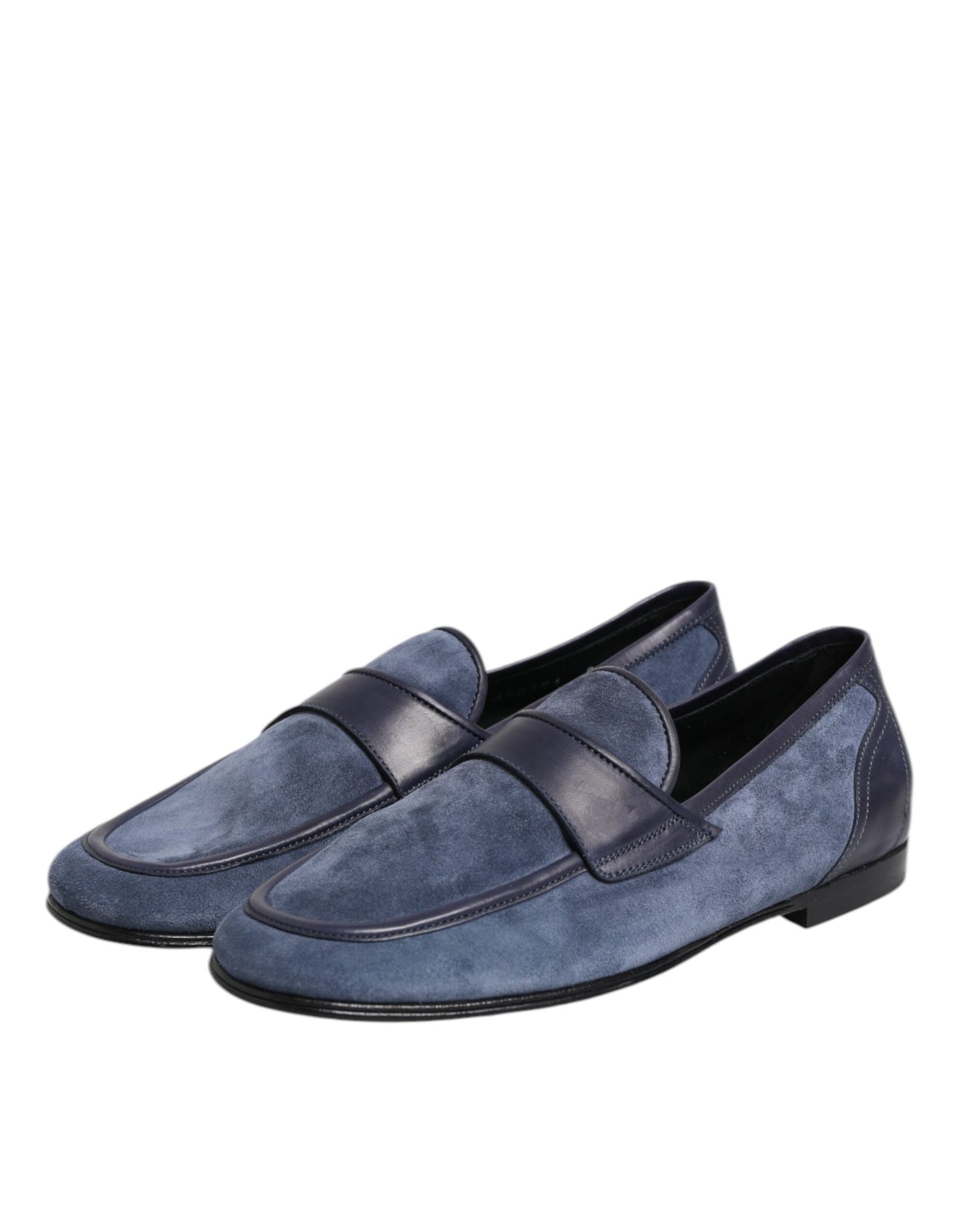Zapatos mocasines de cuero de gamuza azul Dolce & Gabbana