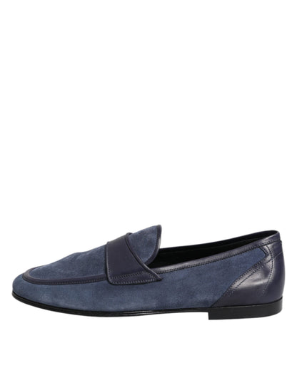 Zapatos mocasines de cuero de gamuza azul Dolce & Gabbana