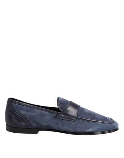 Zapatos mocasines de cuero de gamuza azul Dolce & Gabbana