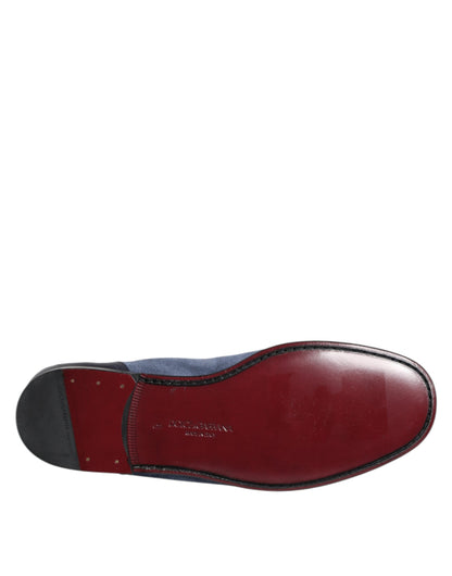 Zapatos mocasines de cuero de gamuza azul Dolce & Gabbana