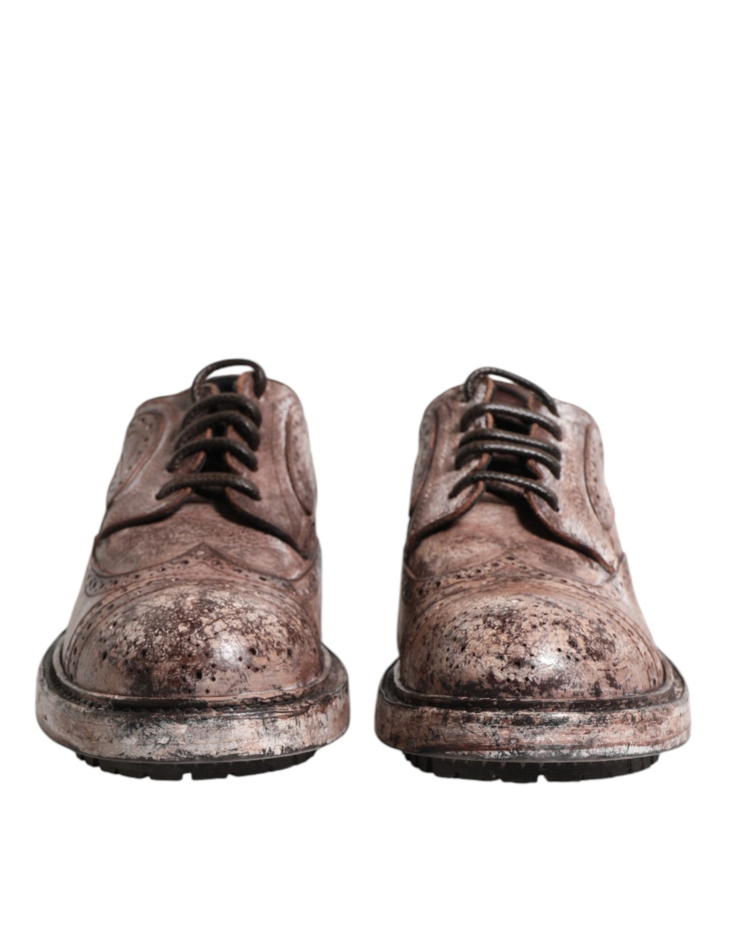 Zapatos Brogue con Cordones y Cuero Marrón Desgastado Dolce & Gabbana