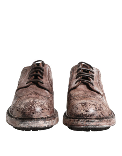 Zapatos Brogue con Cordones y Cuero Marrón Desgastado Dolce & Gabbana