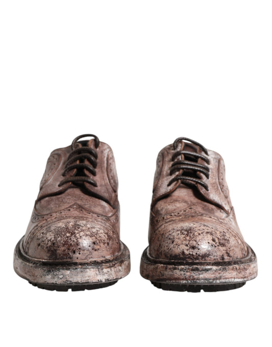 Zapatos Brogue con Cordones y Cuero Marrón Desgastado Dolce & Gabbana