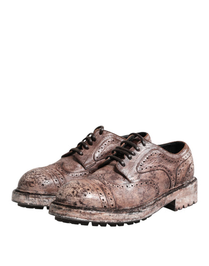 Zapatos Brogue con Cordones y Cuero Marrón Desgastado Dolce & Gabbana
