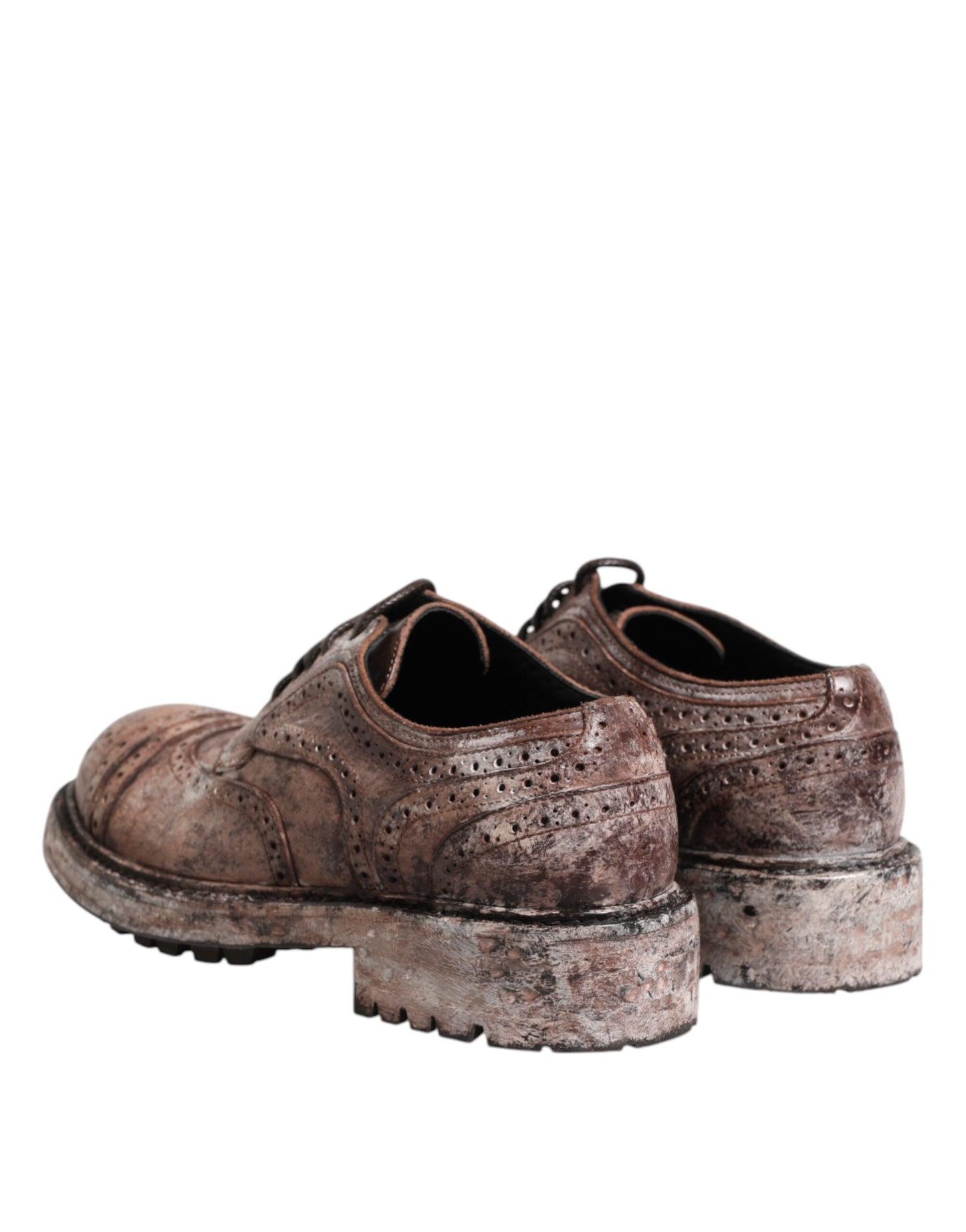 Zapatos Brogue con Cordones y Cuero Marrón Desgastado Dolce & Gabbana