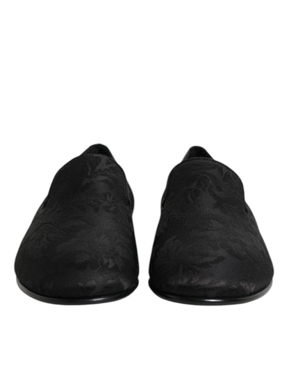 Mocasines de vestir de hombre Dolce & Gabbana de brocado floral negro