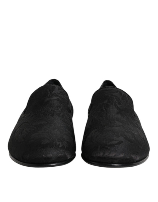 Mocasines de vestir de hombre Dolce & Gabbana de brocado floral negro
