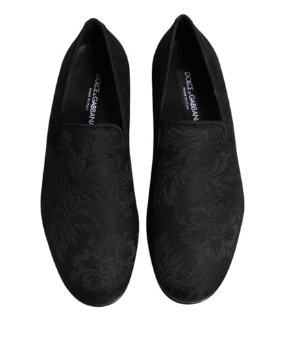 Mocasines de vestir de hombre Dolce & Gabbana de brocado floral negro