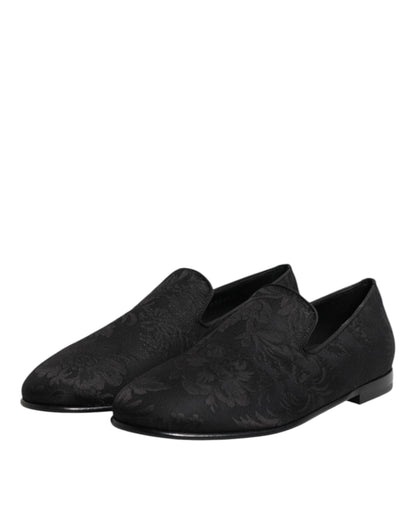 Mocasines de vestir de hombre Dolce & Gabbana de brocado floral negro