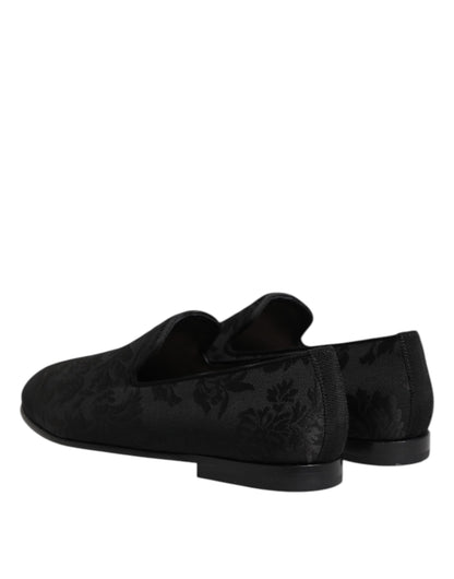 Mocasines de vestir de hombre Dolce & Gabbana de brocado floral negro