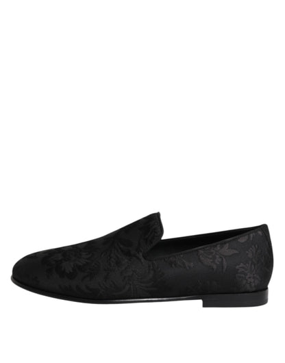 Mocasines de vestir de hombre Dolce & Gabbana de brocado floral negro