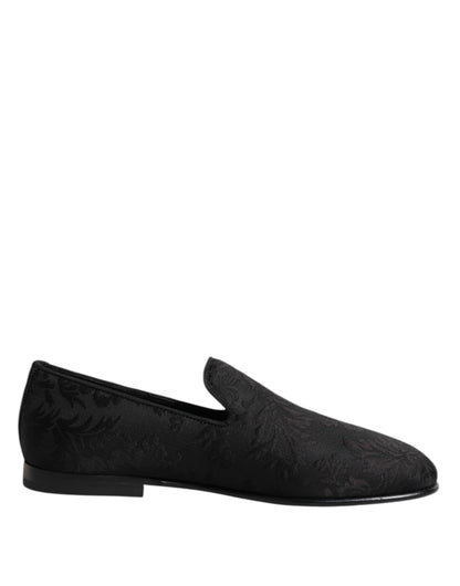 Mocasines de vestir de hombre Dolce & Gabbana de brocado floral negro