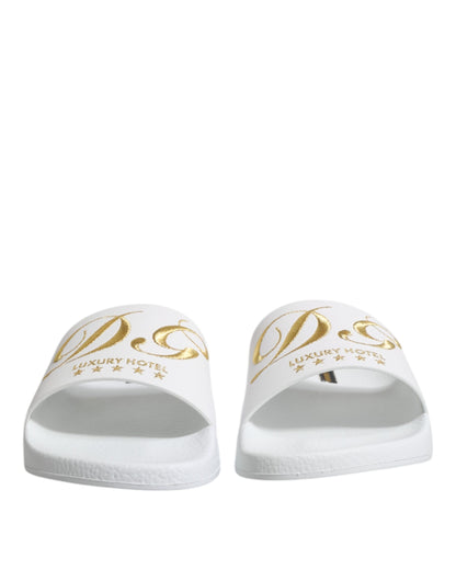 Chanclas de piel blancas Dolce & Gabbana Calzado de playa