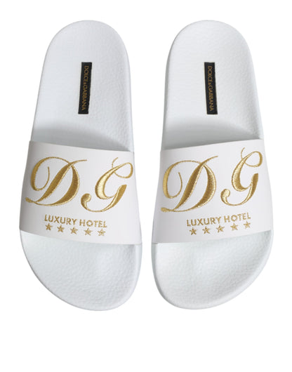 Chanclas de piel blancas Dolce & Gabbana Calzado de playa