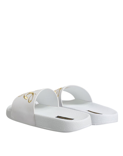 Chanclas de piel blancas Dolce & Gabbana Calzado de playa