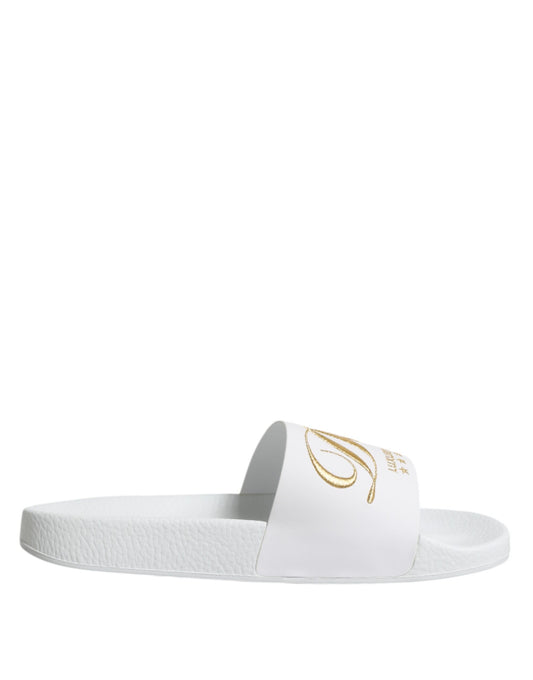 Chanclas de piel blancas Dolce & Gabbana Calzado de playa