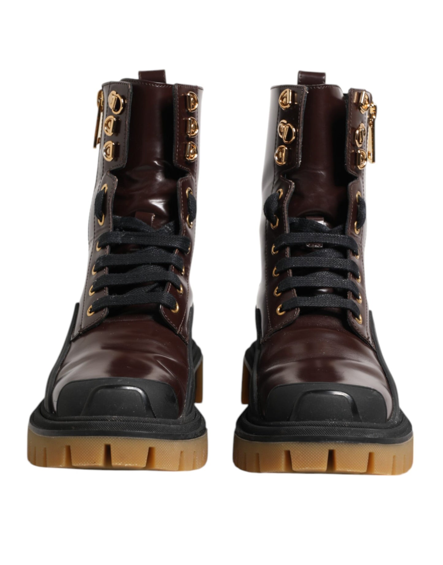 Zapatos Botas Biker de Piel Granate de Media Pantorrilla Dolce & Gabbana